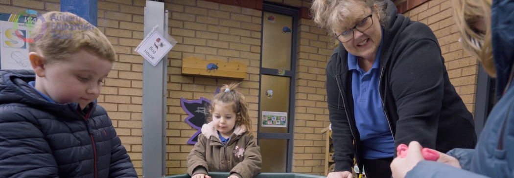 Children play with playdough.