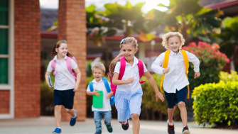 children running at school